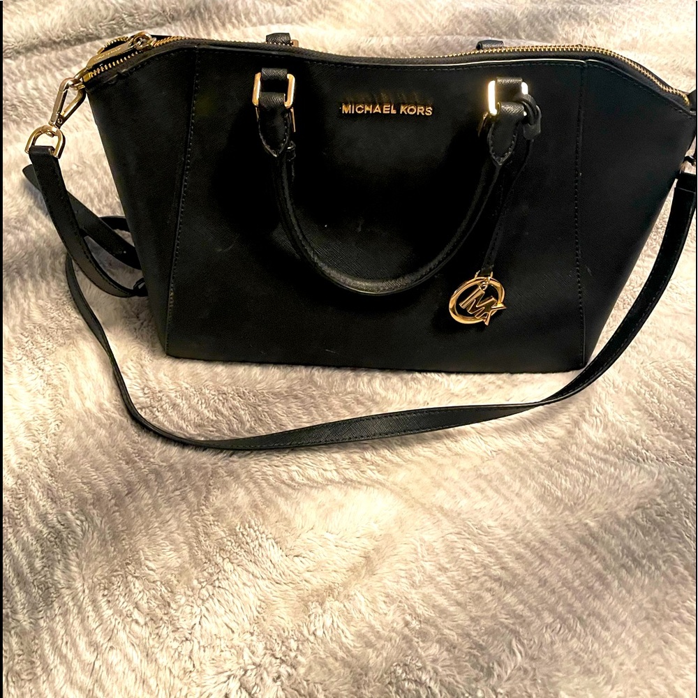 Michael Kors charlotte black leather large bag.